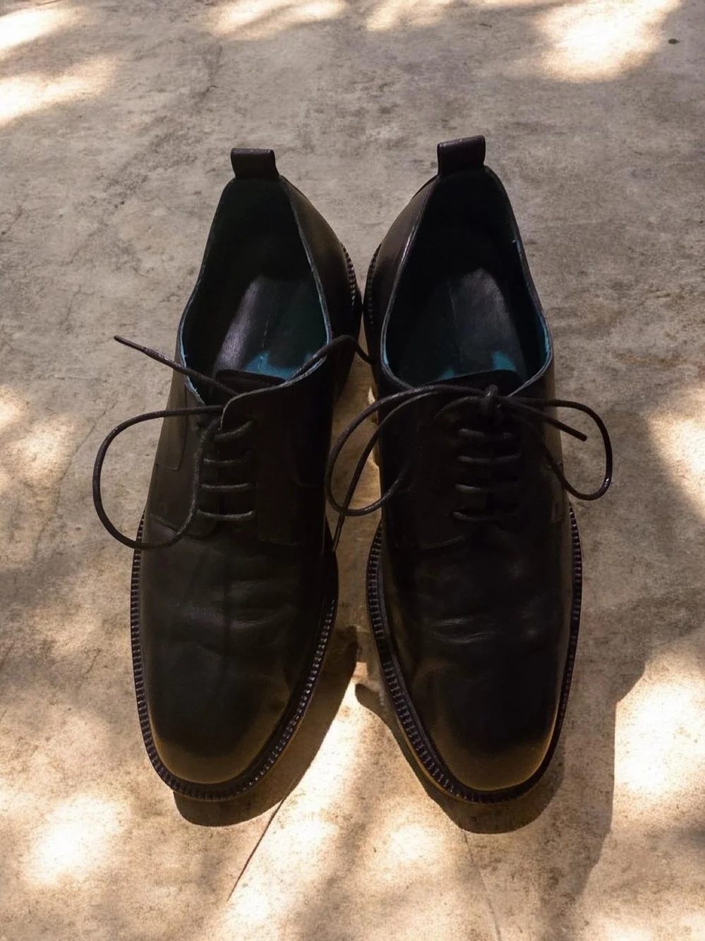 Men's Classic Black Leather Derby Shoes - Sleek Lace-Up Design